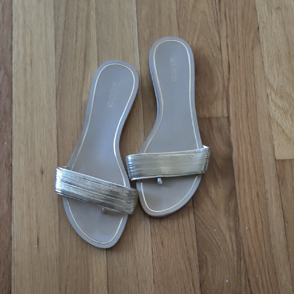 Aldo Metallic Gold Slide Sandals